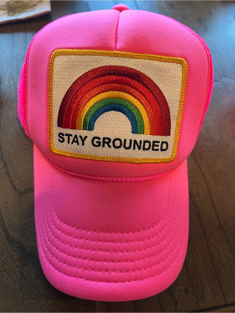 Aviator Nation Pink 'Stay Grounded' Rainbow Patch Cap